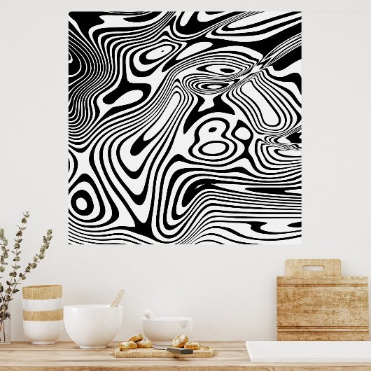 Zwart-wit marmer poster (Keuken)