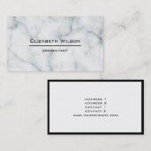 Zwart-wit marmer professionele elegante vlakte visitekaartje (Voorkant / Achterkant)
