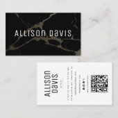 Zwart-wit marmer QR-code Visitekaartje (Voorkant / Achterkant)