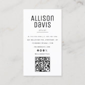 Zwart-wit marmer QR-code Visitekaartje (Achterkant)