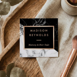 Zwart Wit Marmer Roos Gold Beauty Salon Vierkante Visitekaartje
