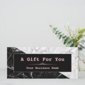 Zwart wit marmer Roos Gold Cadeaubon (Staand voorkant)