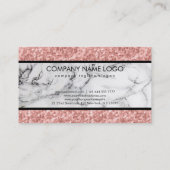 Zwart Wit Marmer Roze Rose Glitter Visitekaartje (Achterkant)