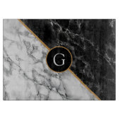 Zwart wit marmer snijplank gepersonaliseerd cadeau (Voorkant)