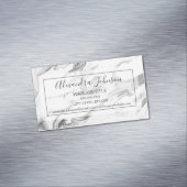 Zwart-wit, marmer Stone Professional modern Magnetisch Visitekaartje (Voorbeeld)