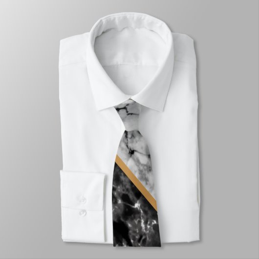 Zwart wit marmer Stropdas gepersonaliseerde letter (Gebonden)