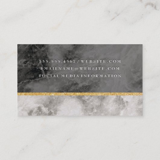 Zwart wit marmer textuur visitekaartje (Achterkant)