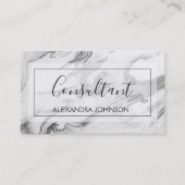Zwart-wit marmer trendy consultant visitekaartje (Voorkant)