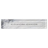 Zwart-wit marmer trendy modern naambordje (Voorkant)