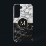 Zwart Wit Marmer Uw Letter Samsung Galaxy Hoesje<br><div class="desc">Gepersonaliseerde Samsung Galaxy Hoesjes of iPhone hoesjes met zwart-wit marmeren stenen ontwerp door MIGNED - Voeg uw letter / of jaar - leeftijd / aantal / meer met aanpassingstool!</div>