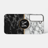Zwart Wit Marmer Uw Letter Samsung Galaxy Hoesje (Achterkant horizontaal)