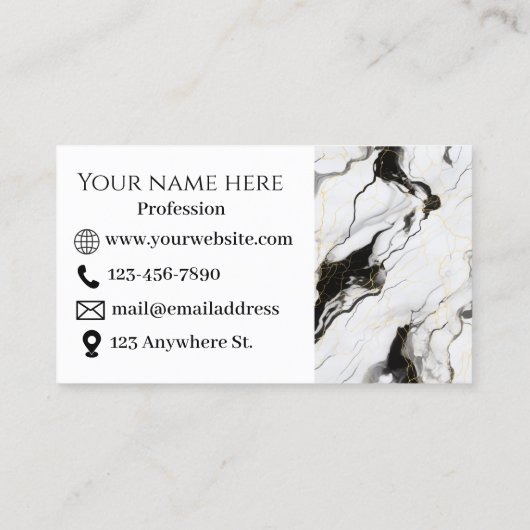 Zwart-wit marmer Visitekaartje (Achterkant)