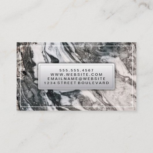 zwart wit marmer visitekaartje (Achterkant)