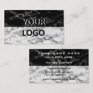 Zwart wit marmer Visitekaartje ontwerp je eigen