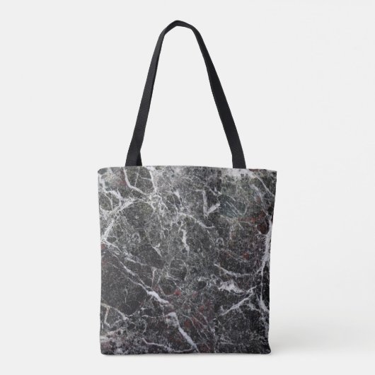Zwart-wit marmer. vleugje rood tote bag (Achterkant)