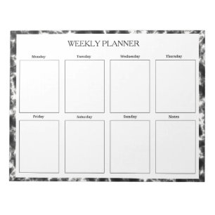 Zwart-wit Marmer Wekelijkse Planner Custom Notitieblok