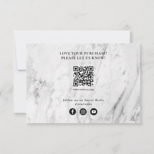 Zwart-wit, marmer zakelijk dankzij Logo Bedankkaart (Achterkant)