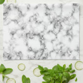 Zwart wit marmer zilver sprankelende vlokken textu theedoek (Gevouwen)