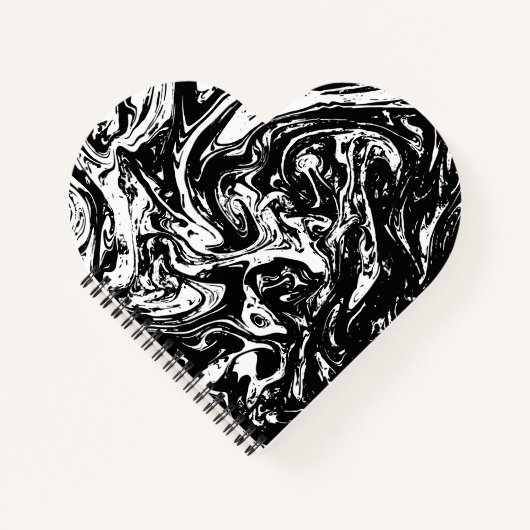 Zwart-wit, marmerbaar, warm, spiraal notebook notitieboek (Voorkant)