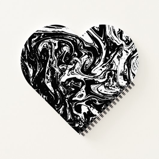 Zwart-wit, marmerbaar, warm, spiraal notebook notitieboek (Achterkant)