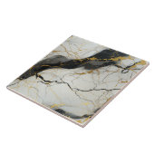 Zwart-wit marmeren achtergrond met goud tegeltje (Zijkant)