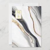 *~ ZWART WIT Marmeren Agaat AR66 RSVP QR Bruiloft Kaart (Voorkant)