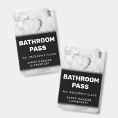 Zwart-wit marmeren badkamer Back To School bord Badge (Voor- en achterkant)