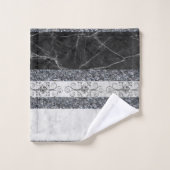 Zwart & wit marmeren badkamer handdoek sets (Wasdoekje)