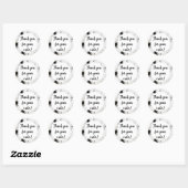 Zwart-wit marmeren Dank je wel Ronde Sticker (Vel)