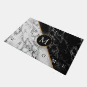 Zwart Wit Marmeren Deurmat met Custom Letter (Schuin)