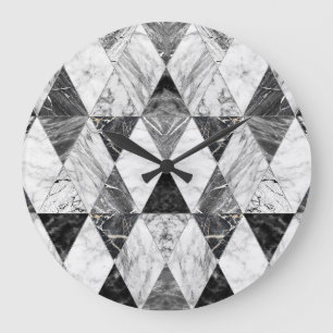 Zwart-wit marmeren diamanten. grote klok