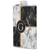 Zwart wit marmeren fles gepersonaliseerd uw brief heupfles (Links)