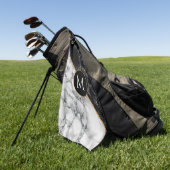 Zwart-wit marmeren golfhanddoek Custom Letter (Groen)