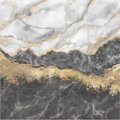 Zwart-wit Marmeren Gouden Folie Monogram Sticker (Voorkant)