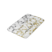 Zwart-wit marmeren gouden sprankeling Aangepaste n Badmat (Gekanteld)