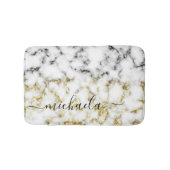 Zwart-wit marmeren gouden sprankeling Aangepaste n Badmat (Voorkant)