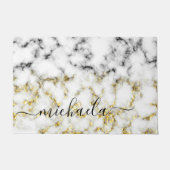 Zwart-wit marmeren gouden sprankeling Aangepaste n Deurmat (Voorkant)