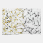 Zwart-wit marmeren gouden sprankeling Aangepaste n Theedoek (Horizontaal)