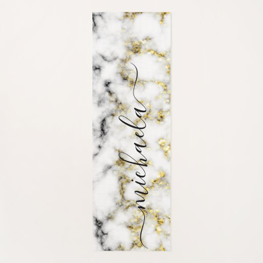 Zwart-wit marmeren gouden sprankeling Aangepaste n Yogamat (Voorkant)