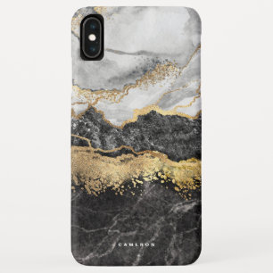 Zwart-wit marmeren goudfolie gepersonaliseerd Case-Mate iPhone case