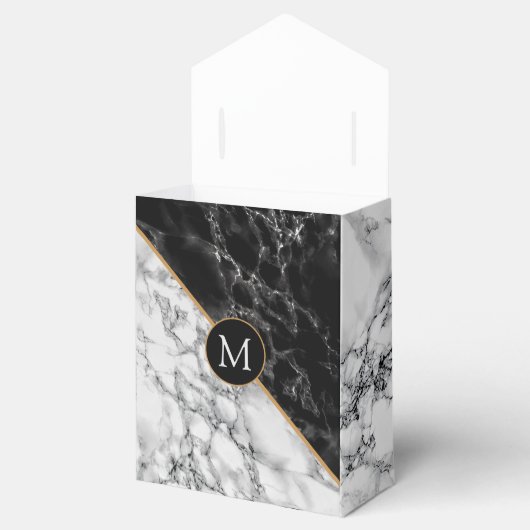 Zwart wit marmeren gunst box - uw brief bedankdoosjes (Geopend)