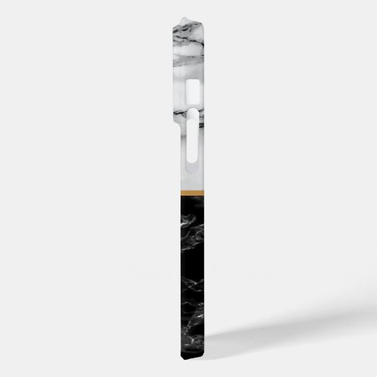 Zwart Wit Marmeren iPhone Case Gepersonaliseerde b (Achterkant / Links)