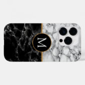 Zwart Wit Marmeren iPhone Case Gepersonaliseerde b (Achterkant (horizontaal))