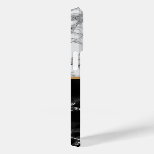 Zwart Wit Marmeren iPhone Case Gepersonaliseerde b (Achterkant / Rechts)