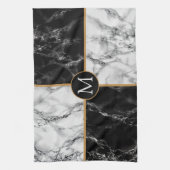 Zwart Wit Marmeren Keuken Handdoek Custom Letter (Verticaal)