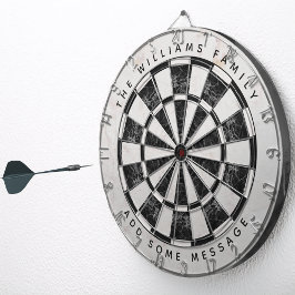 Zwart & wit marmeren klassieke aangepaste naam en dartbord