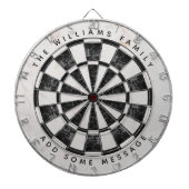 Zwart & wit marmeren klassieke aangepaste naam en dartbord (Voorkant)