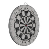 Zwart & wit marmeren klassieke aangepaste naam en dartbord (Voorkant Links)