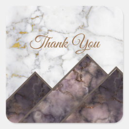 Zwart & Wit Marmeren Kleurblok Mountain Range Vierkante Sticker