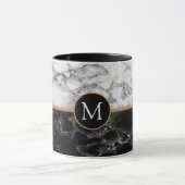 Zwart Wit Marmeren Koffie Mok met Custom Letter (Midden)